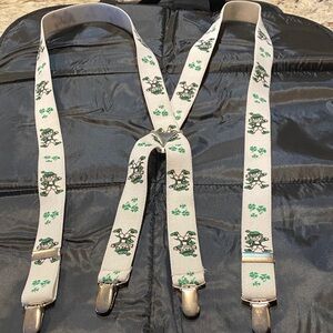 Leprechaun Print Suspenders with Shamrocks